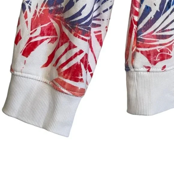 Tommy Hilfiger Red White Blue Palms Long Sleeved Pullover Sweatshirt - Picture 6 of 10
